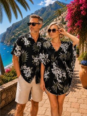 Favant Hawaiian Matching Couples Resort Set – Cover Up & Shirt O/S & 2XL